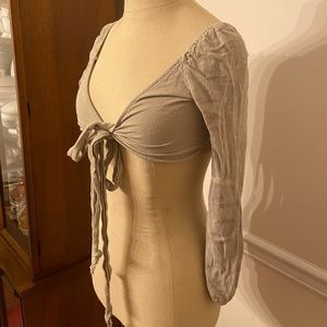 Beige Front Tie Top